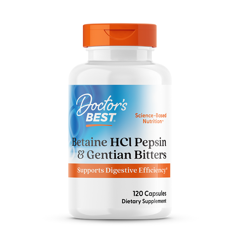 Doctor's Best Betaine HCl Pepsin & Gentian Bitters 120 Capsules