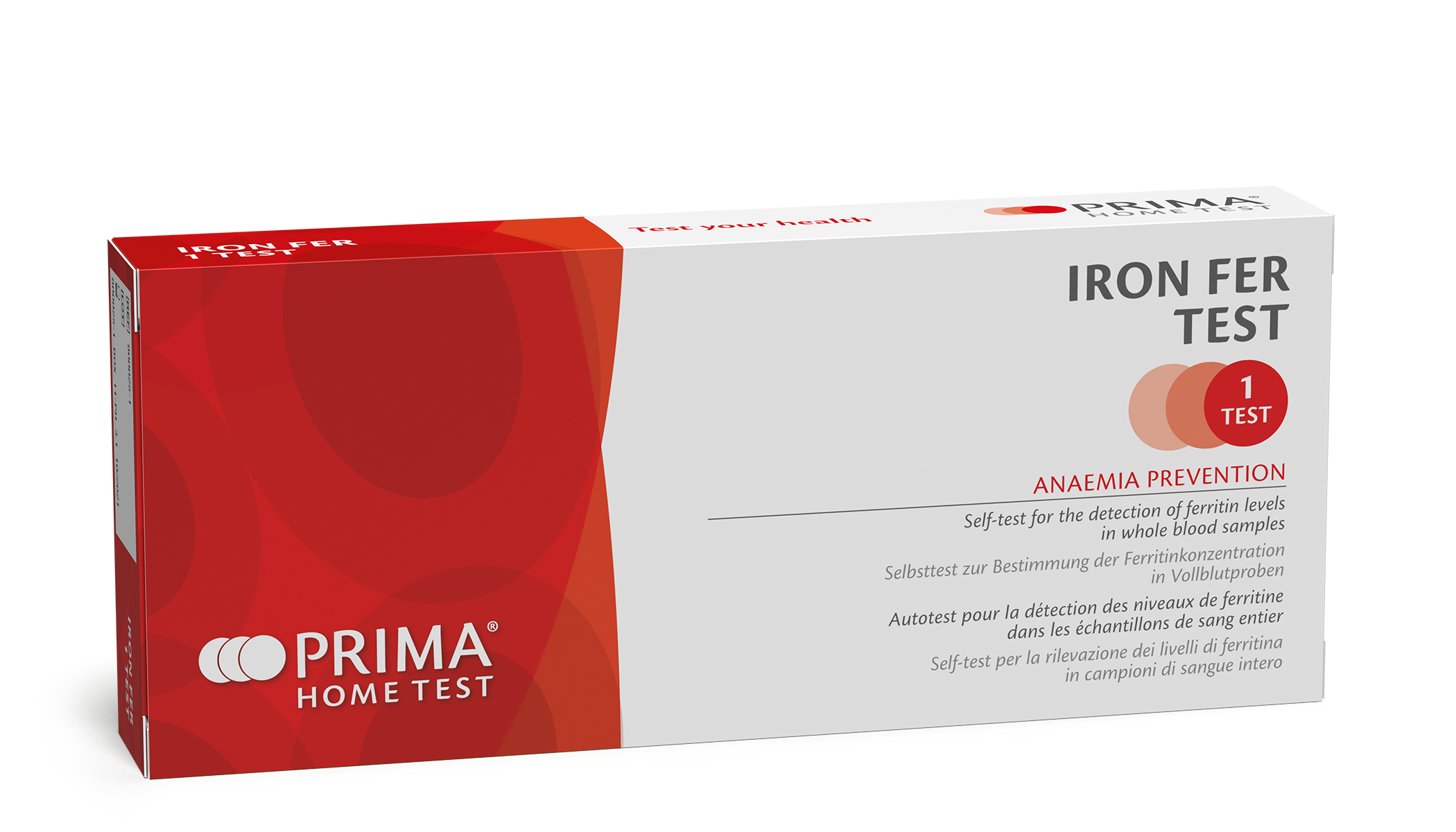 Prima Iron Ferritin FER Home Test Kit box