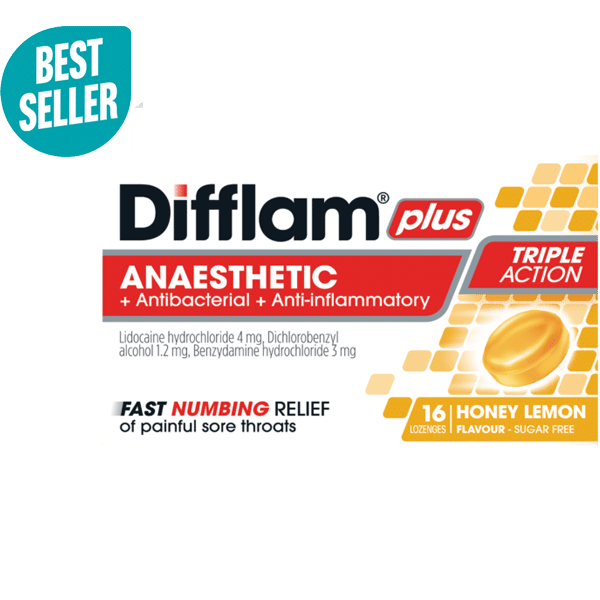 Difflam Plus Anaesthetic Honey Lemon Lozenges