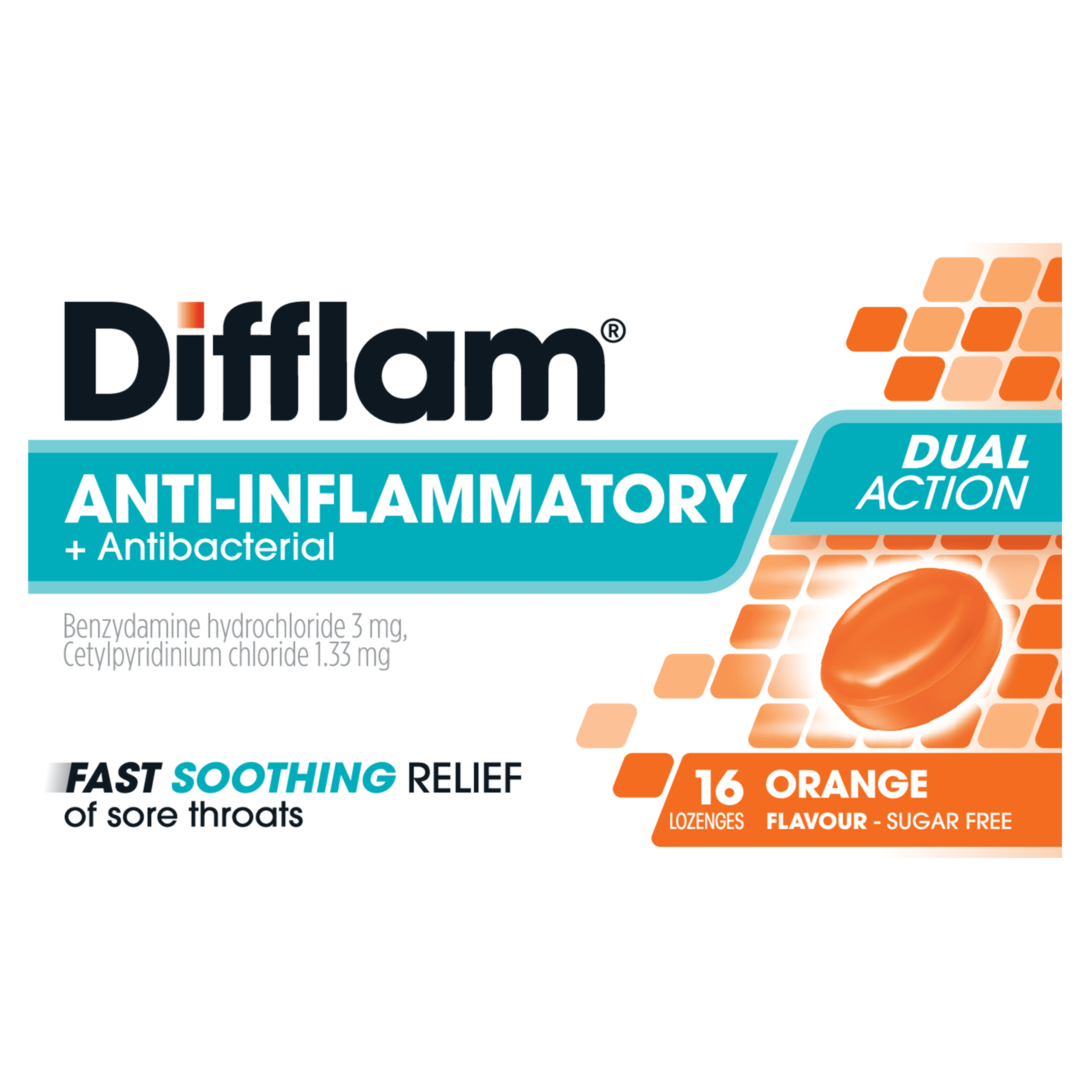 Difflam Orange Lozenges Sugar Free