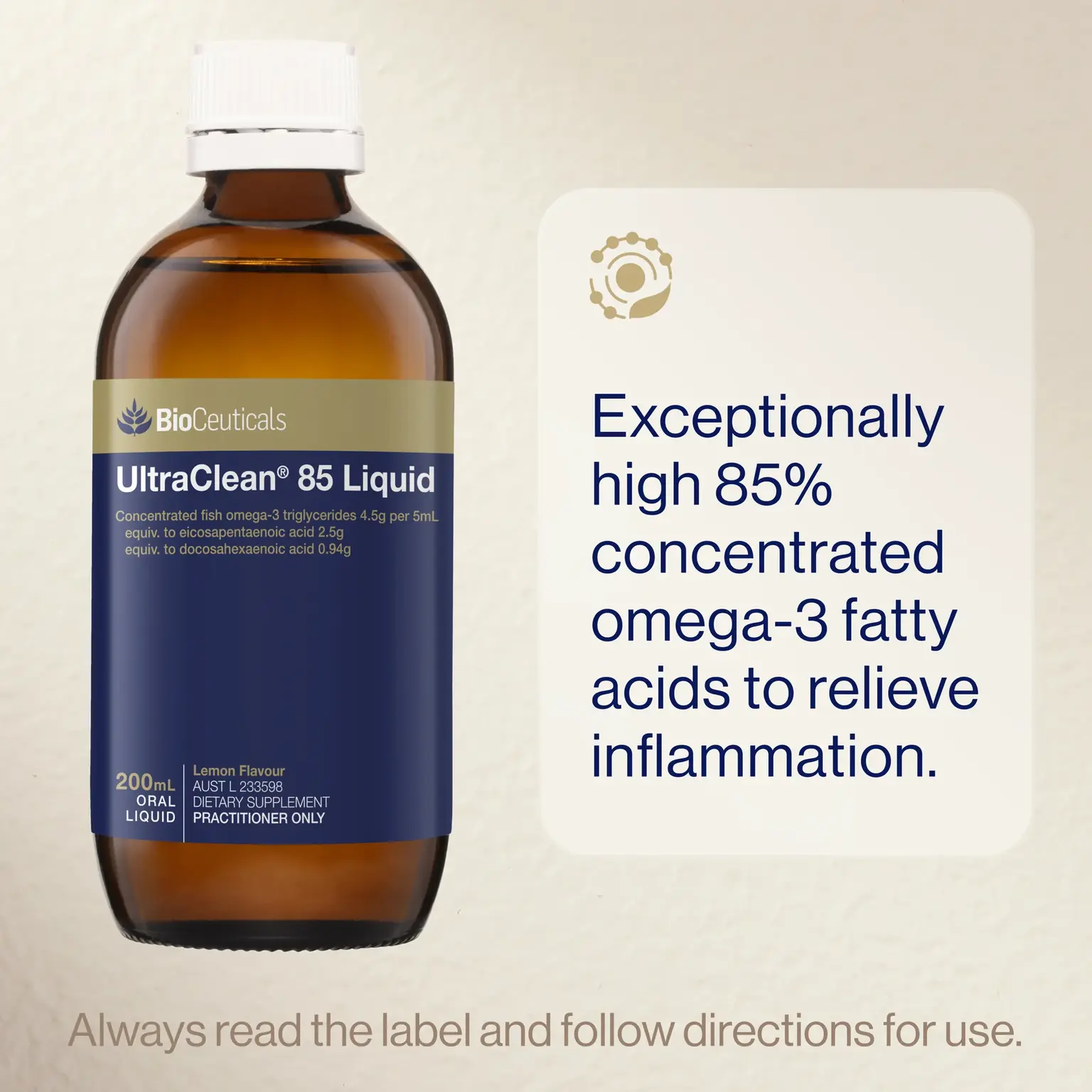 Bioceuticals UltraClean 85 Liquid High Strength Liquid Fish Oil 200 ml Bioceuticals,general health,general well being,issues,omega 3,omega 3 fatty acids,ultraclean,UltraClean 85 Liquid High Strength Liquid Fish Oil