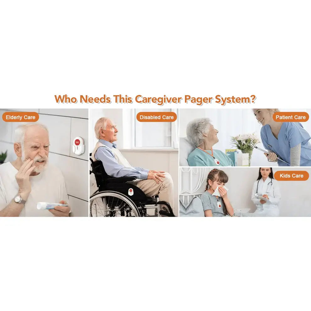 Wireless Caregiver Pager with 2 SOS Buttons (Up to 300mtrs range) 2 SOS Buttons Pager,2 SOS Buttons Pager with Alarm,Big Button Phones,Call Button Watch,Care Home Phones with Big Button,Caregiver Pager,Caregiver Pager SOS Watch,Corded Phones,Easyfone,Easy