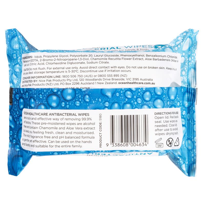 Ocean Healthcare Antibacterial Wipes 30pk