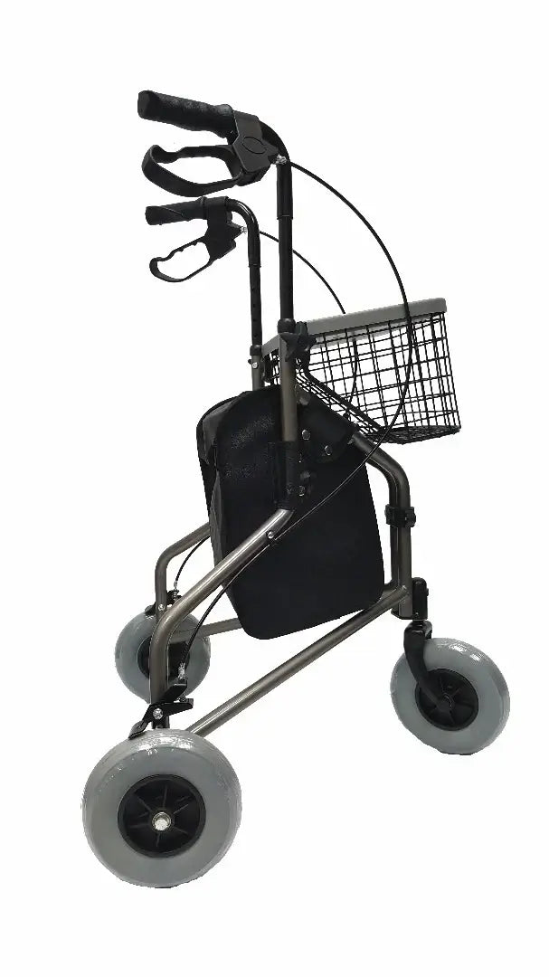 Allied Medical Tri Walker - Replacement Tray A wire basket,High strength aluminium tubing,Pull to lock squeeze hand brakes,three wheeled aluminium walker
