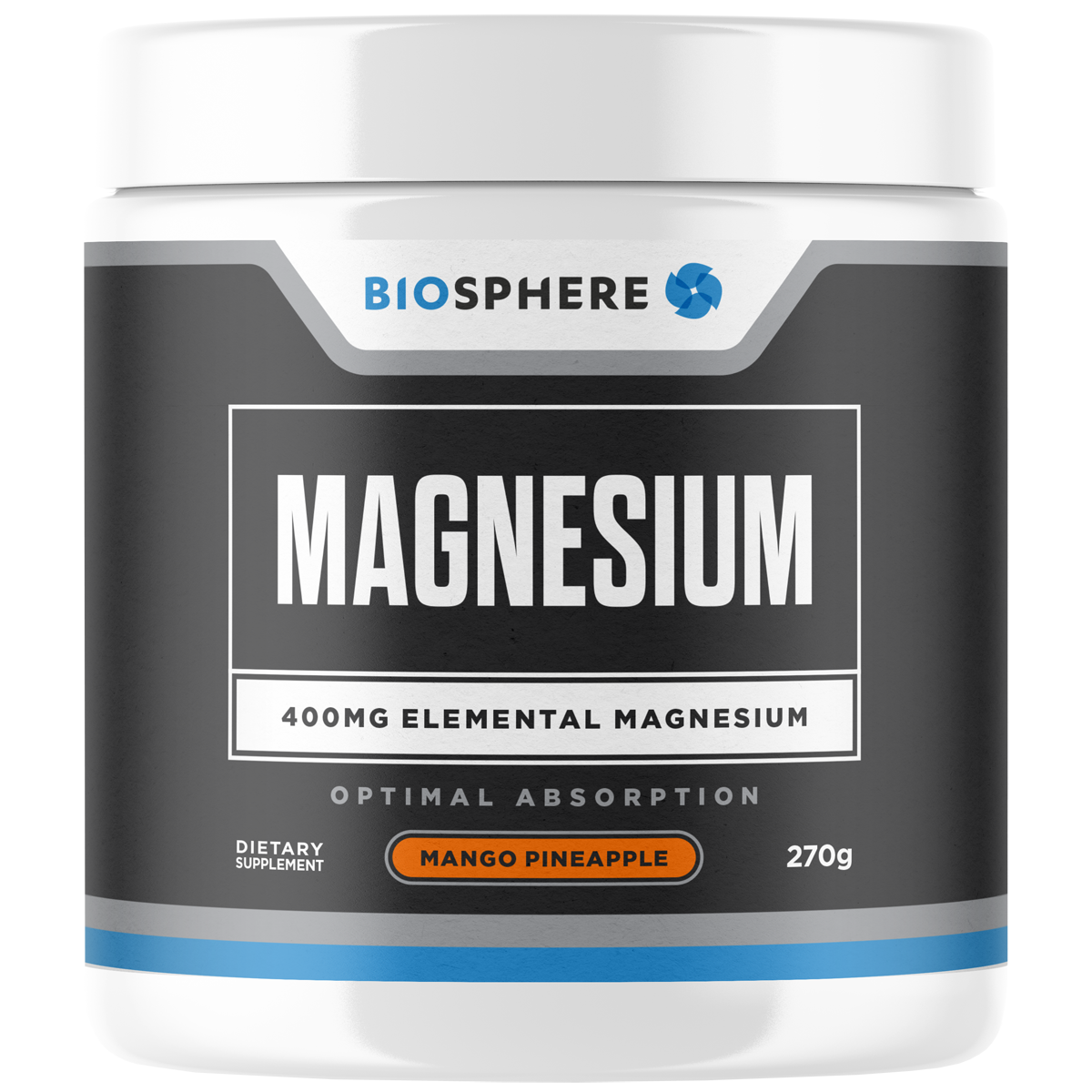 Biosphere Magnesium powder 270g, MANGO PINEAPPLE Flavour