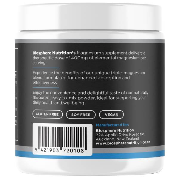 Biosphere Magnesium powder 282g, Lemon Lime Flavour - Formulated for optimal absorption