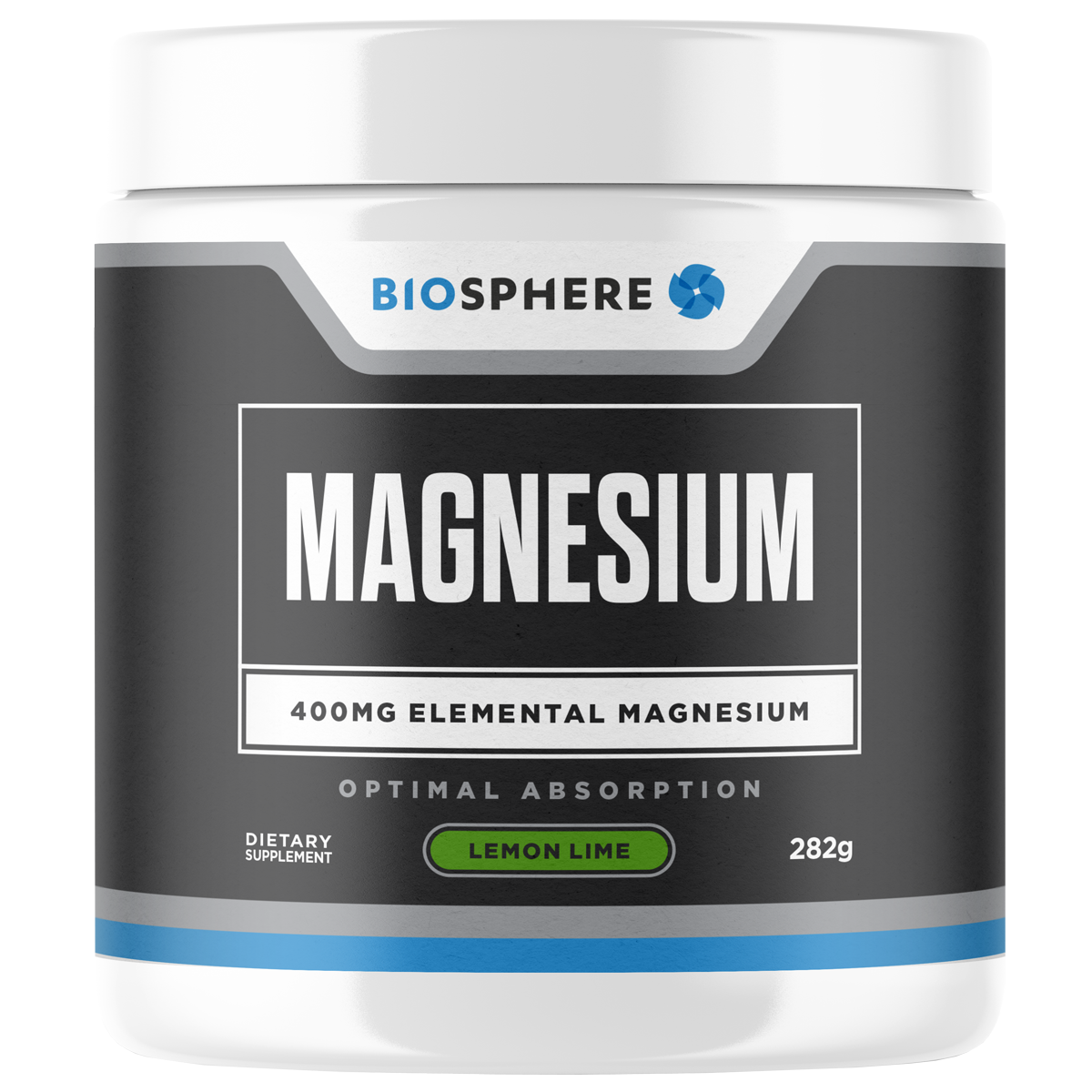 Biosphere Magnesium powder 282g, Lemon Lime Flavour - Formulated for optimal absorption