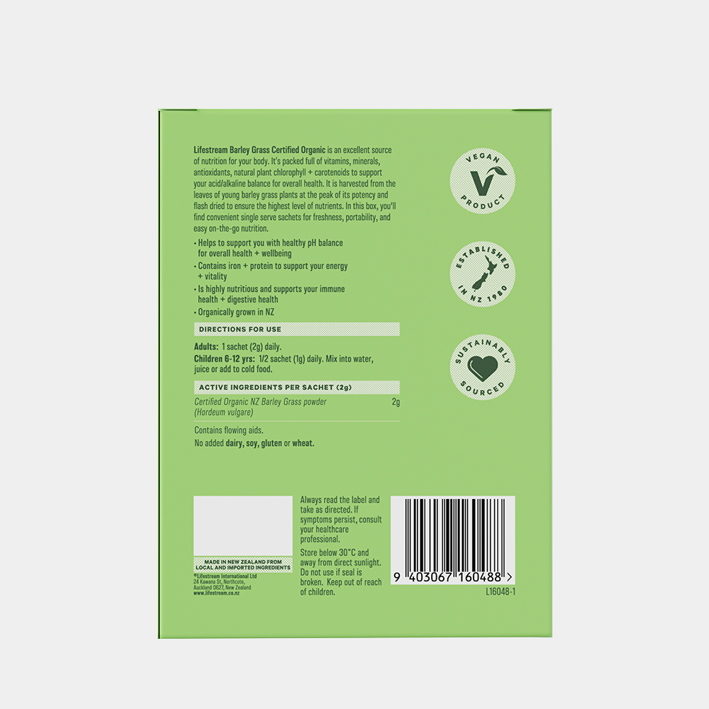Lifestream Barley Grass Sachets box back