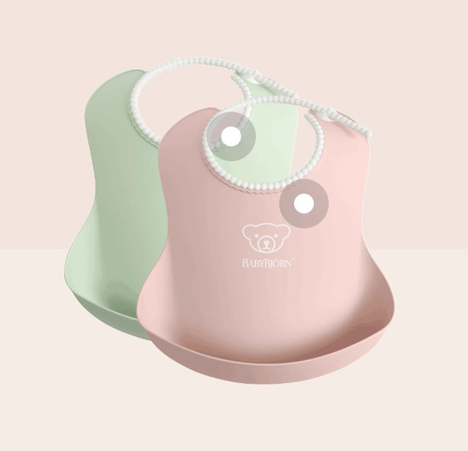 Soft Bib 2pk Powder Green/Pink