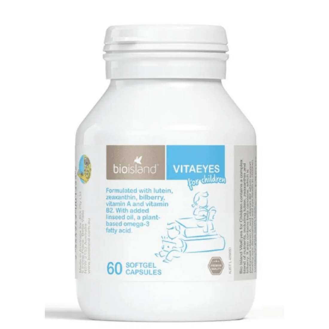 Bioisland VitaEyes for Children 60 Caps bio island,bioceuticals,Children Eye Health,eye health,Healthy eye development,helps maintain eye health,issues,kids,support children's eye,VitaEyes