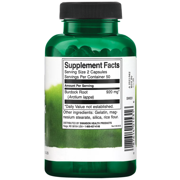 Swanson &ndash; Burdock Root 460mg 100C