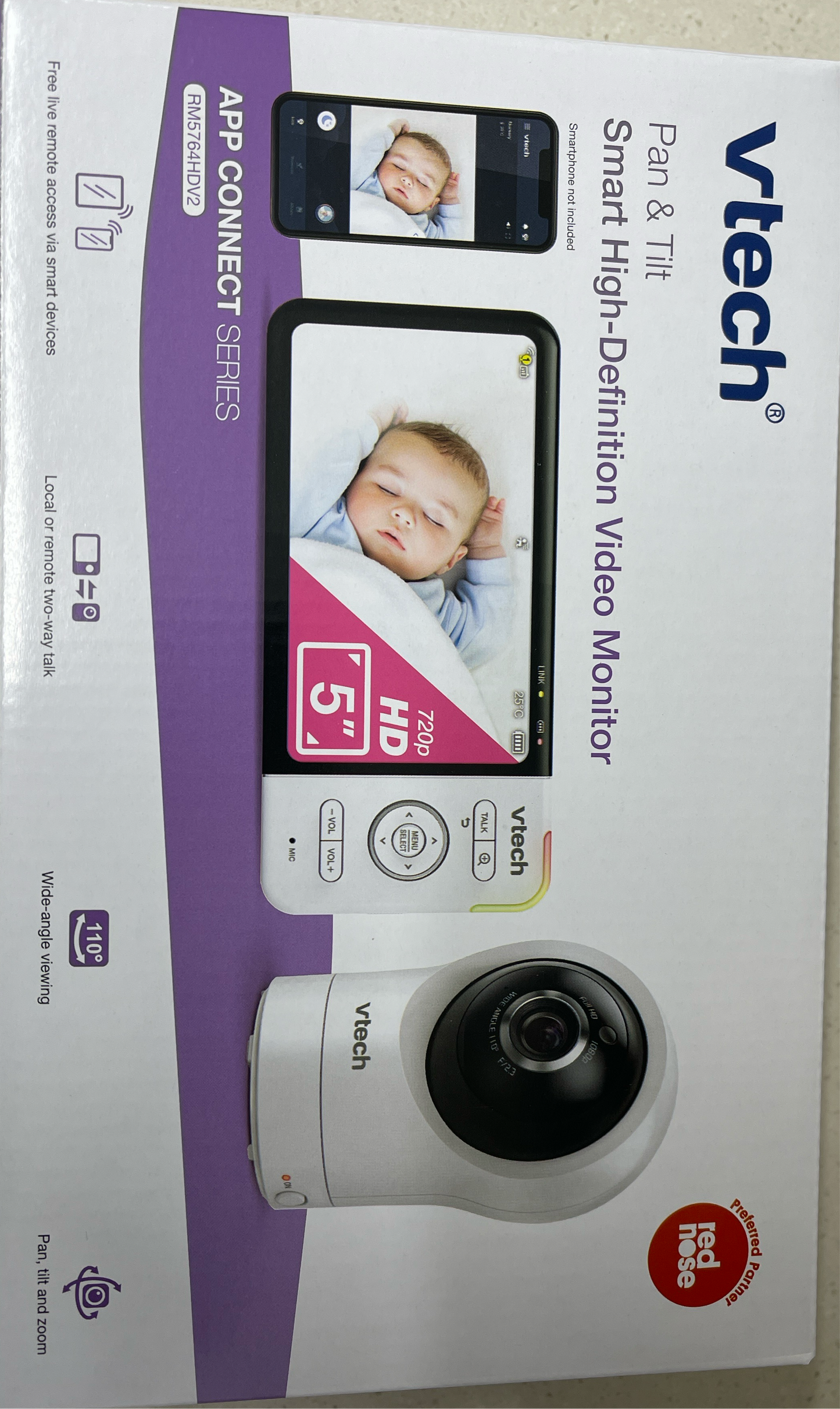 VTECH RM5764 HDV2 5&rdquo; Smart HD Pan &amp; Tilt Video Monitor replacement for RM901HD