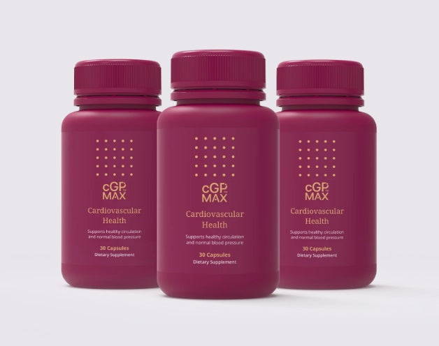 cGPMAX Cardiovascular Health 30’s (3x bottles in a branded box) blood vessel health,cardiovascular health,efficient blood flow,Healthy arteries,issues,normal blood pressure,Supports healthy circulation