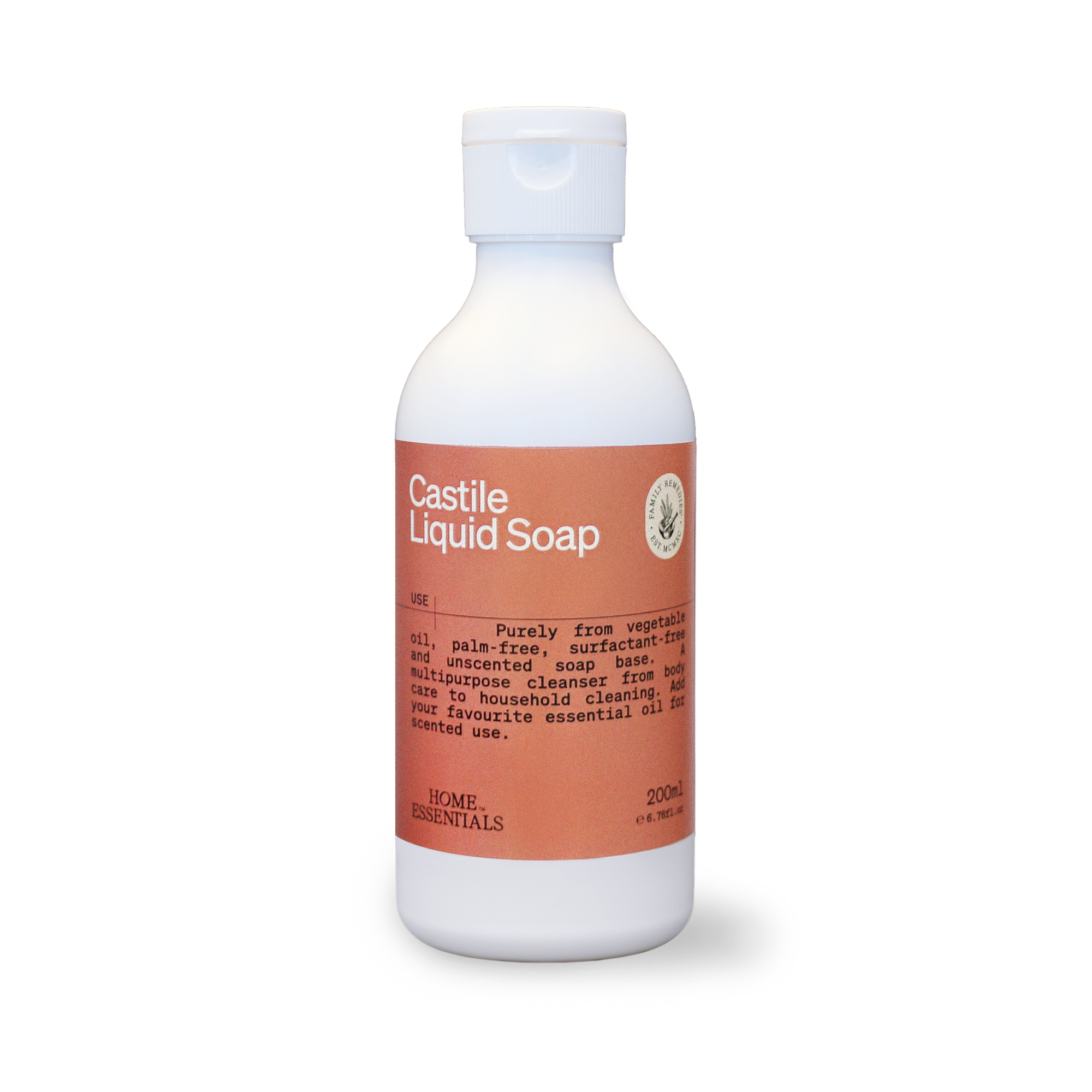Home Essentials Castile Liquid Soap 200ml front view