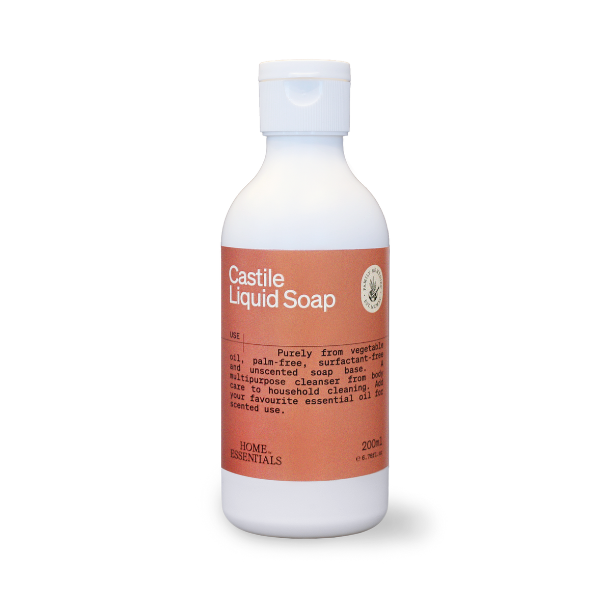 Home Essentials Castile Liquid Soap 200ml front view