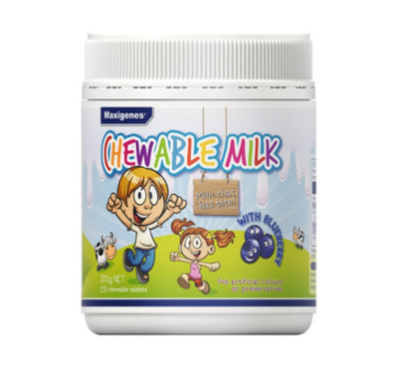 Maxigenes Chewable Milk With Blueberry 150 Chewable Tablets