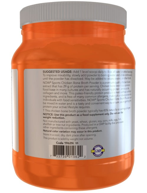 nowsports Chicken Bone Broth Powder 544g 29g Protein,Chicken Broth Pure Powder,Ideal for Paleo diets,issues,No artificial sweeteners,No dairy,No Soy