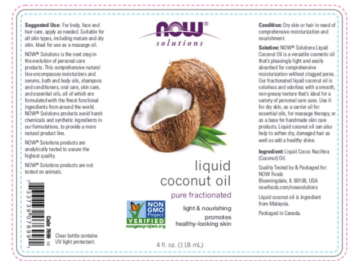 Coconut Oil Liquid, Pure Fractionated 473ml, 118ml