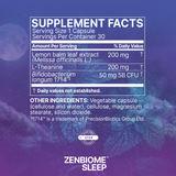 Microbiome Labs Zenbiome Sleep 30 Capsules supplement facts