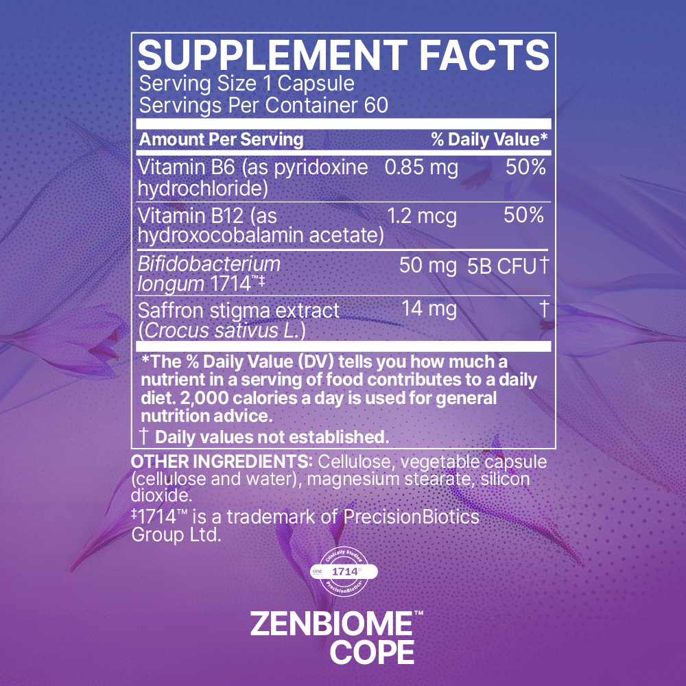 Microbiome Labs Zenbiome Cope 60 Capsules supplement facts