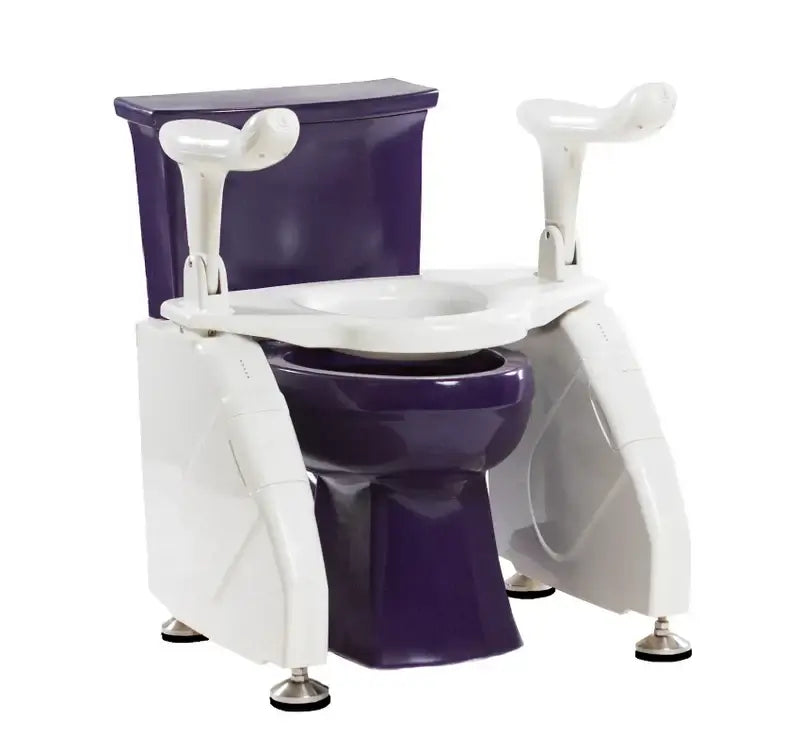 Allied Medical electric toilet lift seat with supportive armrests and sleek design.