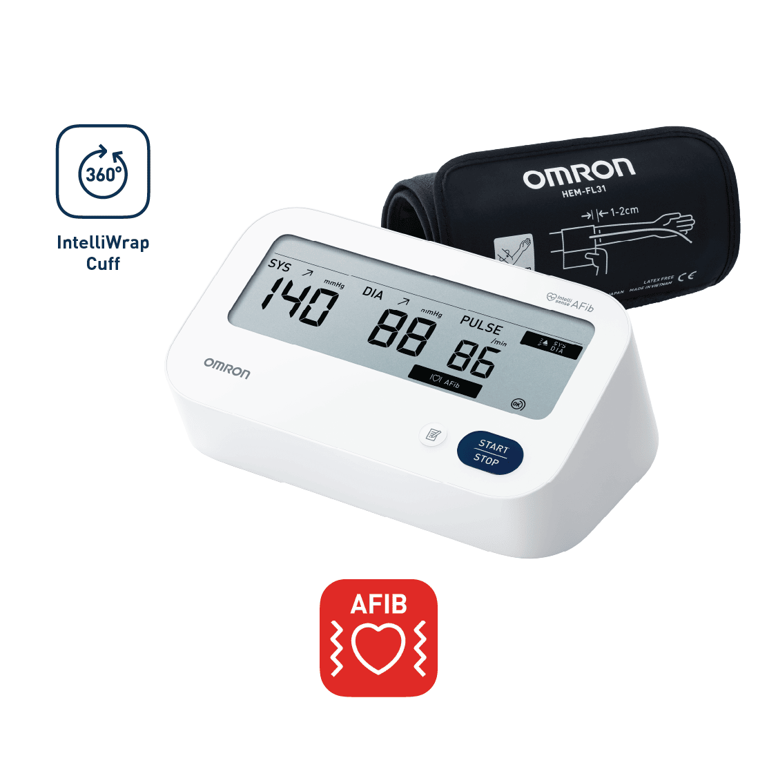 Omron IQ (HEM-7193-FL) Plus Automatic Blood Pressure Monitor with AFib Detection