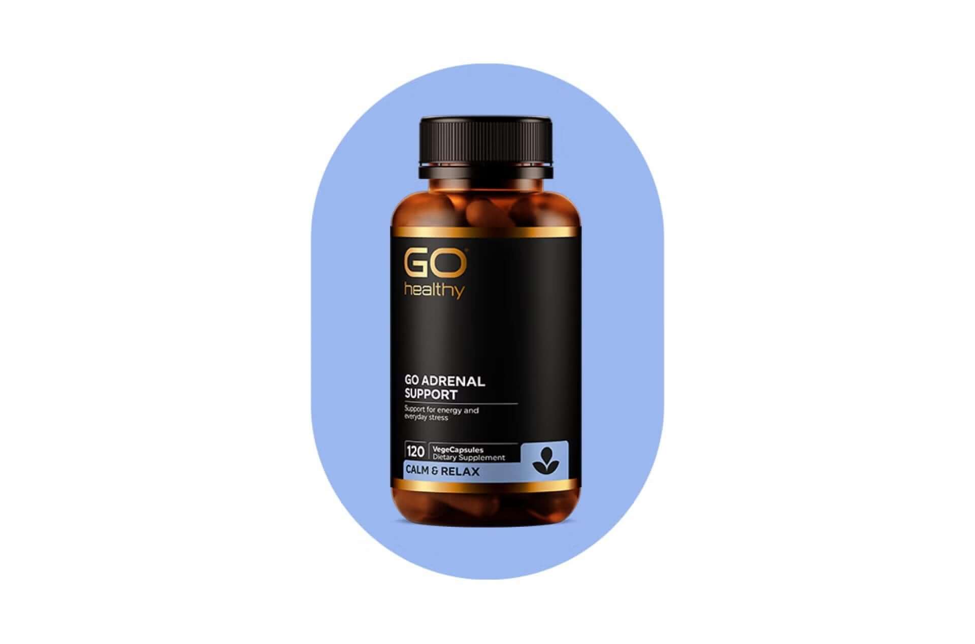 Go Adrenal Support body cope,Calms & Relax,everyday stress,Go Adrenal Support,Helps support energy levels,support energy levels,Support for energy,Support for everyday stress,supports adrenal health,VegeCap Advantage,Vitamins & Supplements