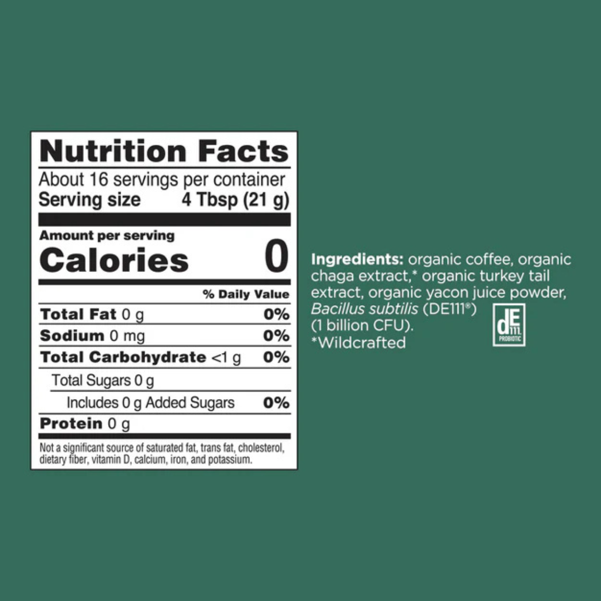 Four Sigmatic Gut Health Ground Coffee supplement facts