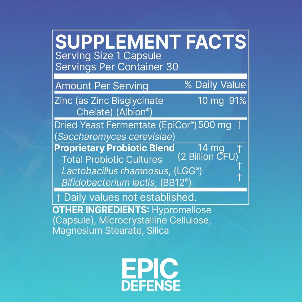 Microbiome Labs EpicDefense 30 Capsules supplement facts