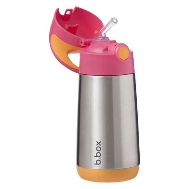 B.BOX Insulated Drink Bottle-Strawberry Shake Drink Bottle,Insulated Drink Bottle,Insulating double wall stainless stee,Silicone straw top bottle,water bottle