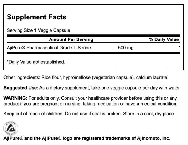 Swanson &ndash; L-Serine &ndash; Featuring Ajipure 500mg 60VC