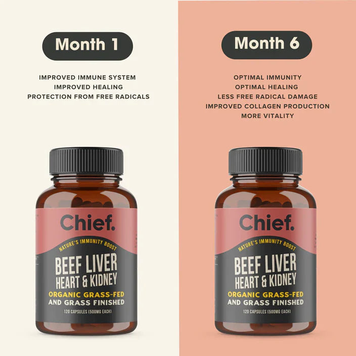 Chief Organic Beef Liver, Heart & Kidney Immunity Boost (120 Capsules)