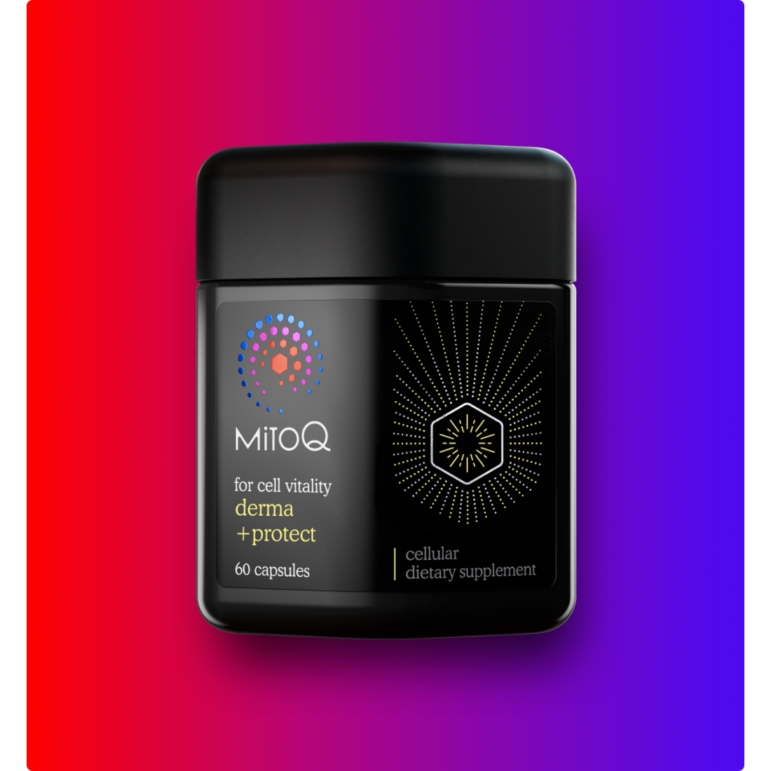 Mitoq Derma + Protect 60 Caps + Protect,Aids skin elasticity and wrinkle management,Deeper focus,Fewer slumps,Immunity support,issues,Mitoq Derma,Mitoq Derma + Protect,More energy,Optimized health,Protects skin against pollution and environmental stress,R
