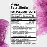 Microbiome Labs MegaSporeBiotic 60 Capsules supplement facts