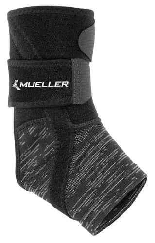 Mueller Hybrid Wraparound Ankle Support Fits left or right Ankle.,low profile for comfortable all-day wear.,NATURAL RUBBER 10%,NYLON 35%,POLYESTER 25%,PU FOAM 28%,SPANDEX 2%,Thin