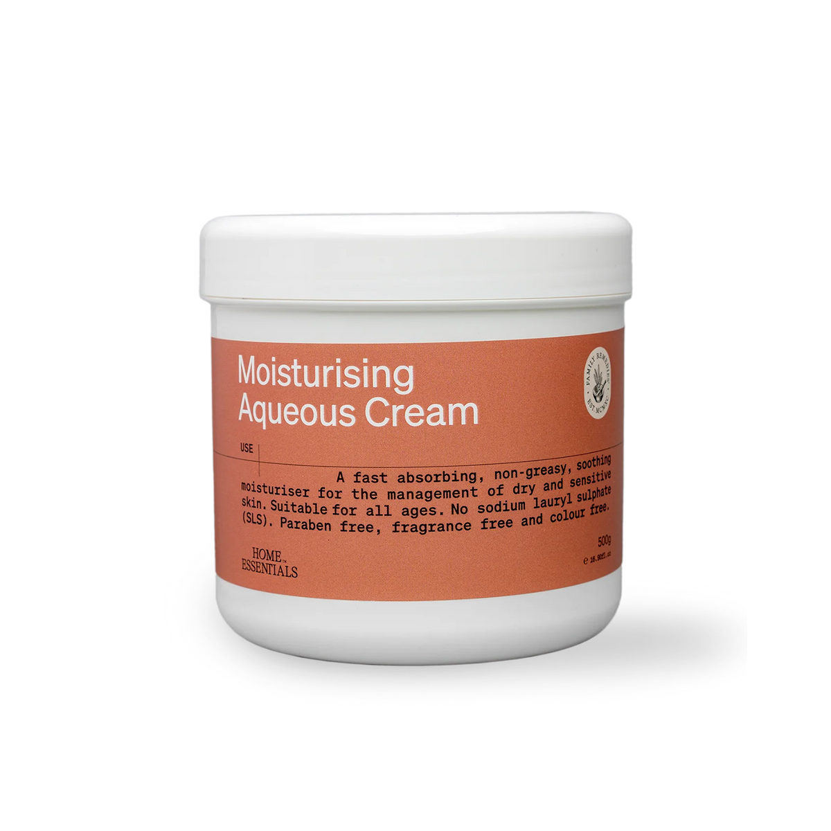 Home Essentials Moisturising Aqueous Cream 500g pot front view