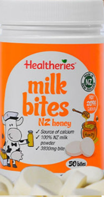 Healtheries Milk Bites (NZ Honey/Vanilla/Strawberry/Banana) 50 Bites