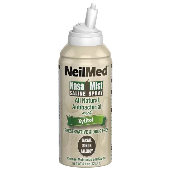 NeilMed Xylitol NasaMist Nasal Spray 125ml Aspirator,congestion of the Sinus,Daily Nasal Hygiene,Dryness,Moisturization,Nasal Allergies,Nasal Aspirator,Nasal Irritation,nasal spray,nasal spray display,Nasal Stuffiness,NasaMist Nasal Spray,Post-Nasal Drip,