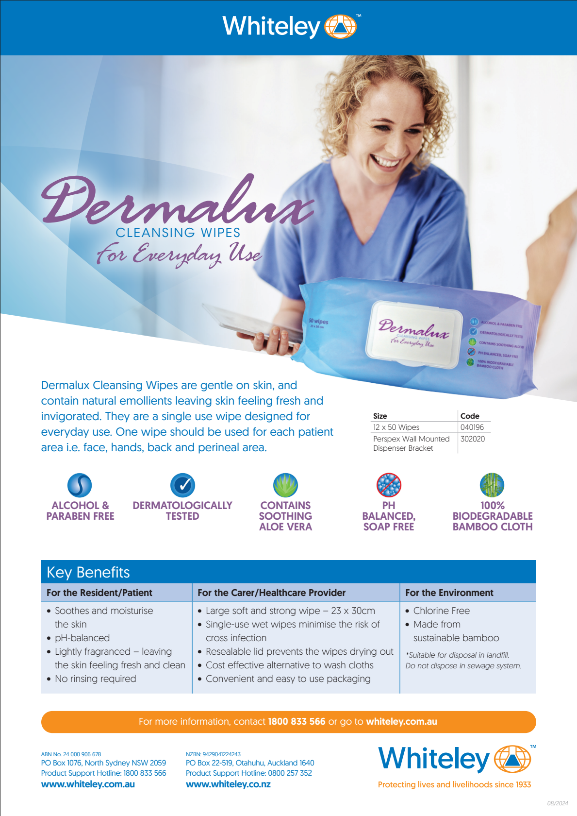 Dermalux Aloe Cleansing Wipes pack