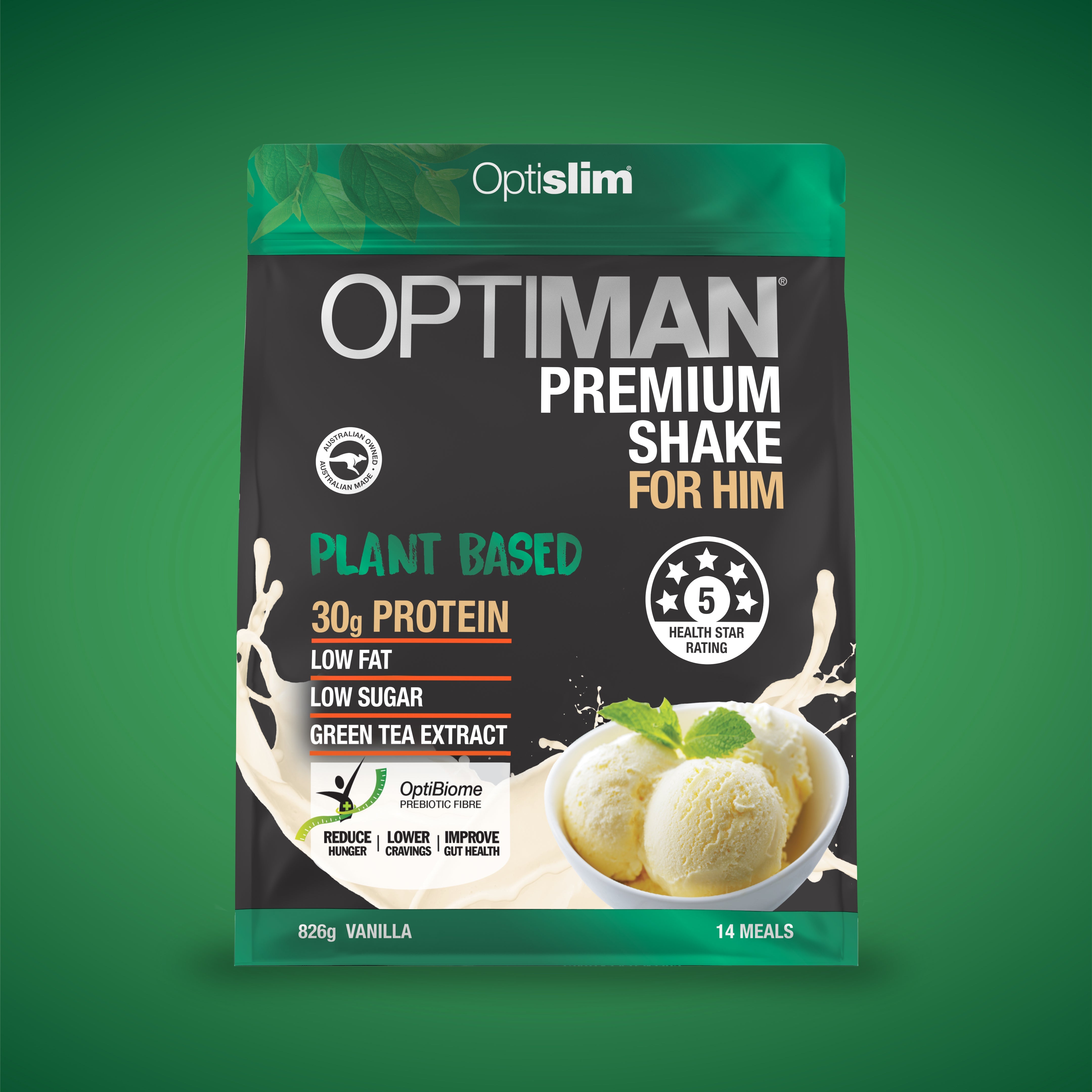 OptiMan Plant Based Vegan Shake Vanilla 826g