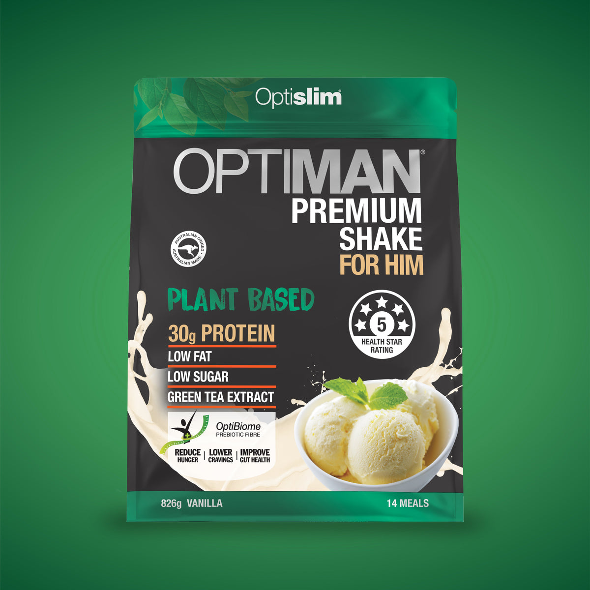 OptiMan Plant Based Vegan Shake Vanilla 826g