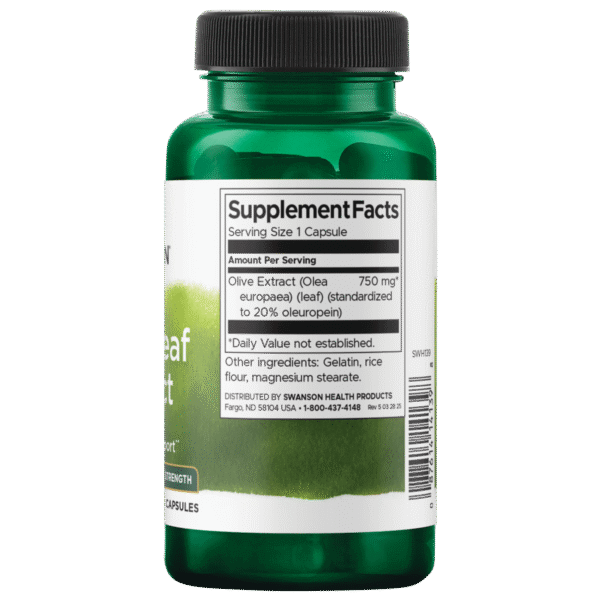 Swanson Olive Leaf Extract - Extra Strength 750mg 60 Caps bone,boost energy production,cardiovascular health,Cellular Energy Production,Chlorophyll,cholesterol,cholesterol levels,detox,detox heavy metals,Detoxification,Detoxification Digestion,Detoxifying