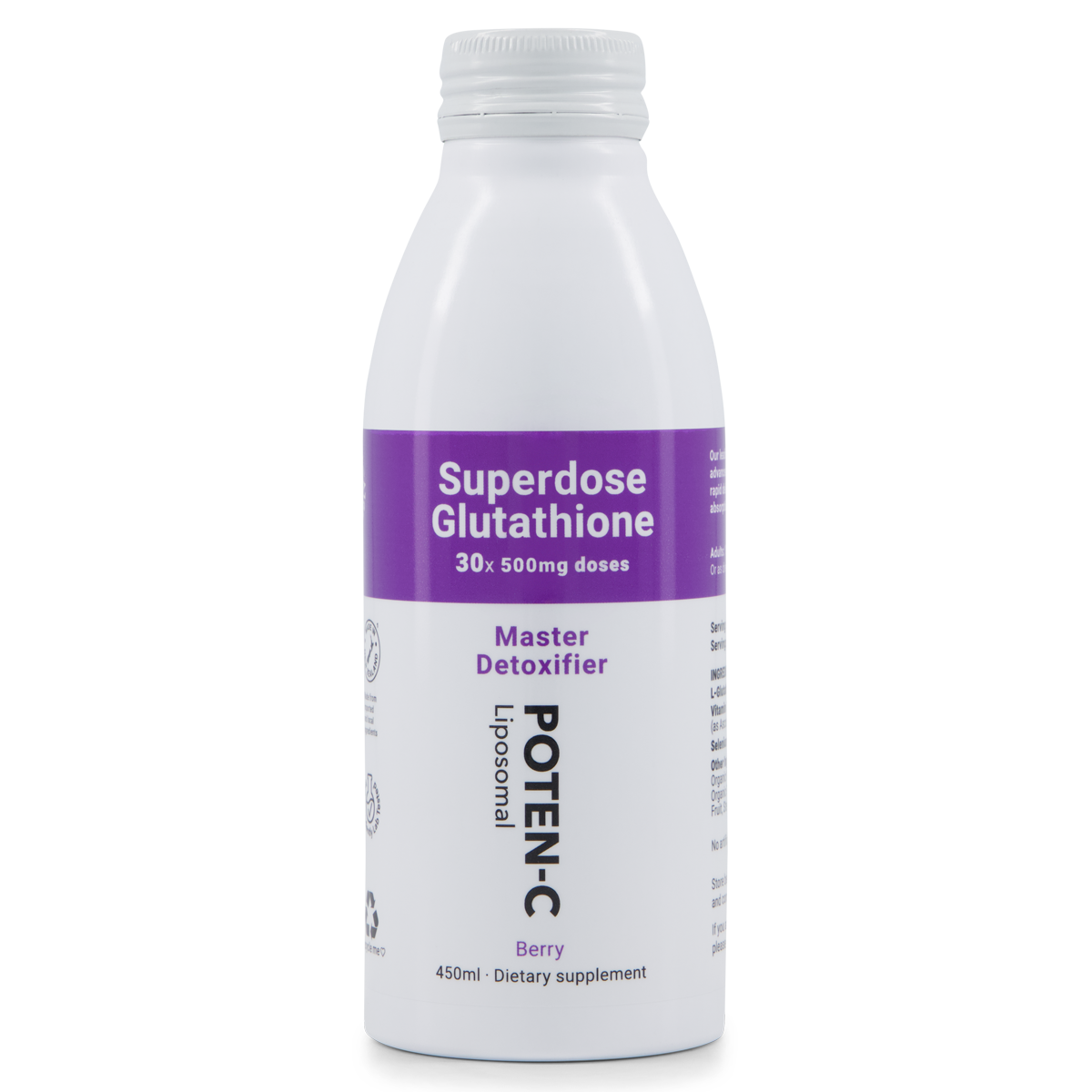 Poten-C Superdose Liposomal Glutathione 500mg Advanced liposomes,bioavailable Glutathione,glutathione,issues,Liposomal Glutathione,liquid liposomes,non-GMO sunflower liposomes,Poten-C Superdose Liposomal Glutathione,soy,sugar free,Superdose Liposomal Glut