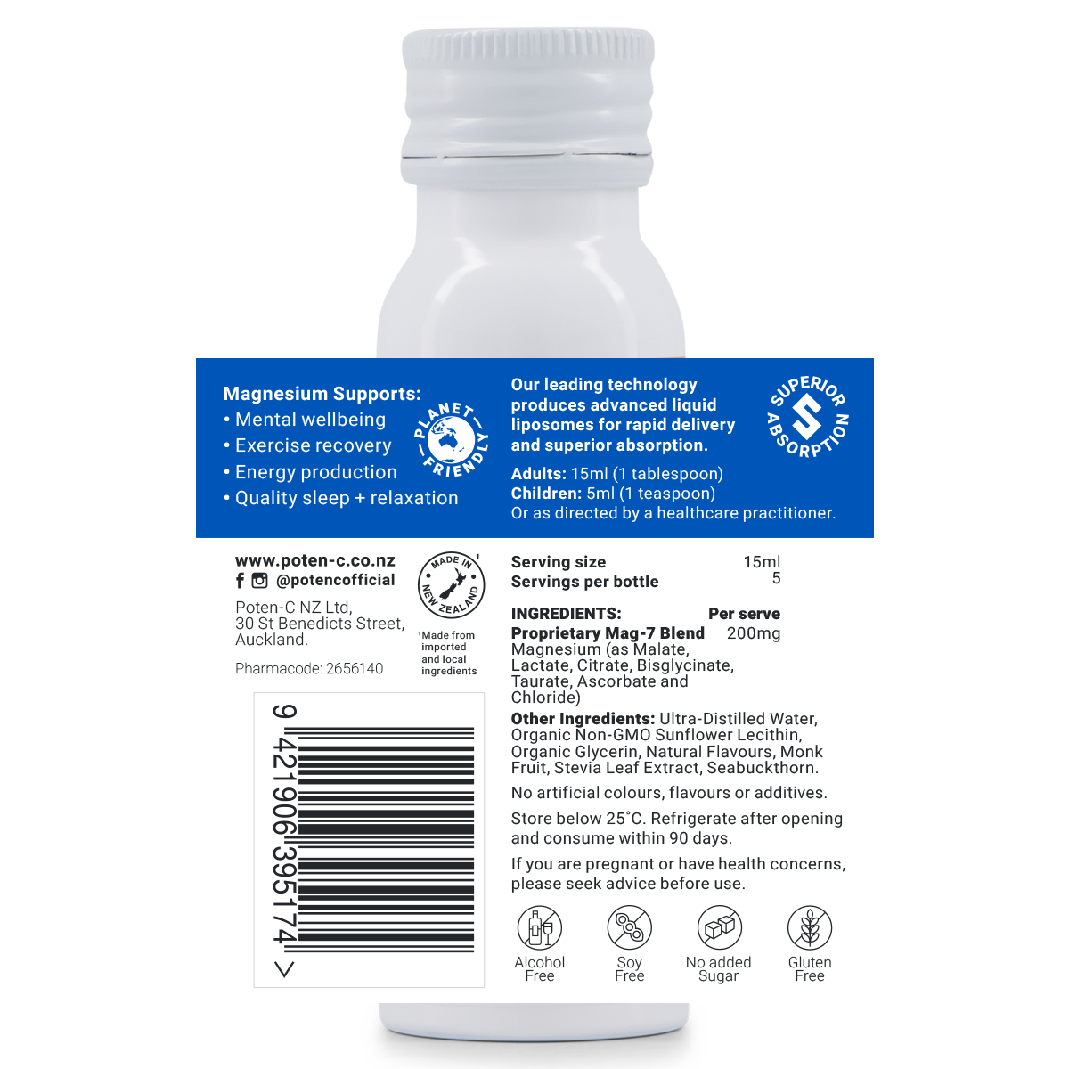 Poten-C Superdose Liposomal Magnesium 200mg Mag-7 Complex