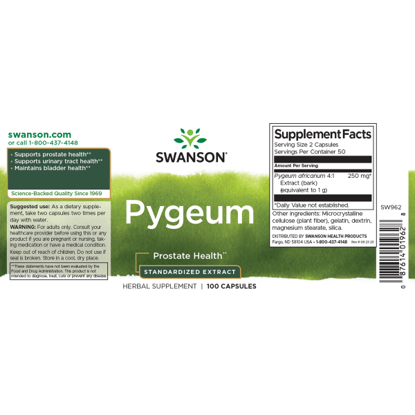 Swanson &ndash; Pygeum &ndash; Standardized Extract 125mg 100C