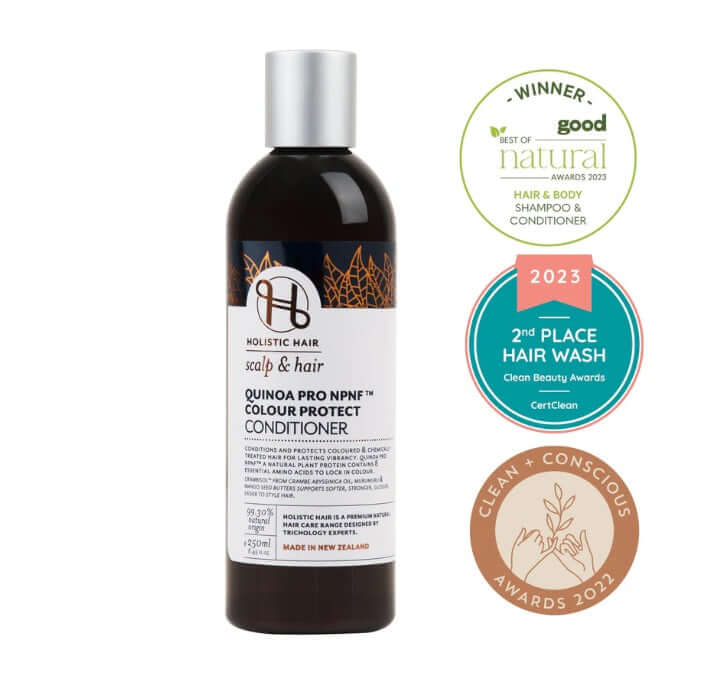 Holistic Quinoa Pro NPNF™ Colour Protect Conditioner Aids Styling,benefits of hair,Chemically treated hair,Colour Protect Conditioner,Colour Protect Shampoo,colour retention,Coloured hair,Conditions and Combats frizz,Curly hair,Damaged hair,dehydrated hai