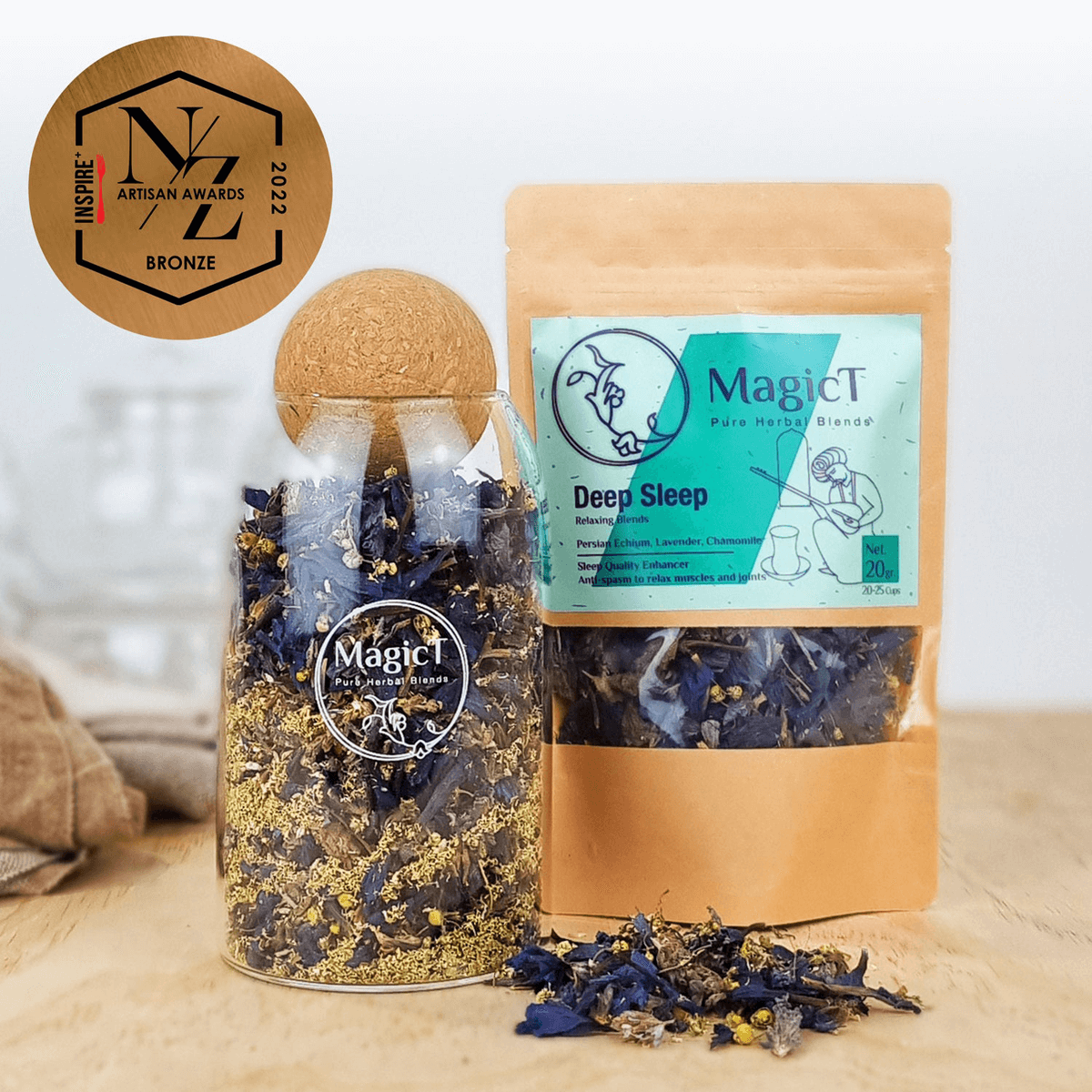 MagicT Deep Sleep anti-stress herbal tea,antioxidant,antioxidant blend,Ayurda herbal tea,Cardamom,Chamomile,Cinnamon,Daily Energizer,Daily Energizer Tea,deep sleep,Deep Sleep Tea,DeepSleep Tea,dried ginger root,Energizer Tea,energy,Ginger,Ginger and Cinna