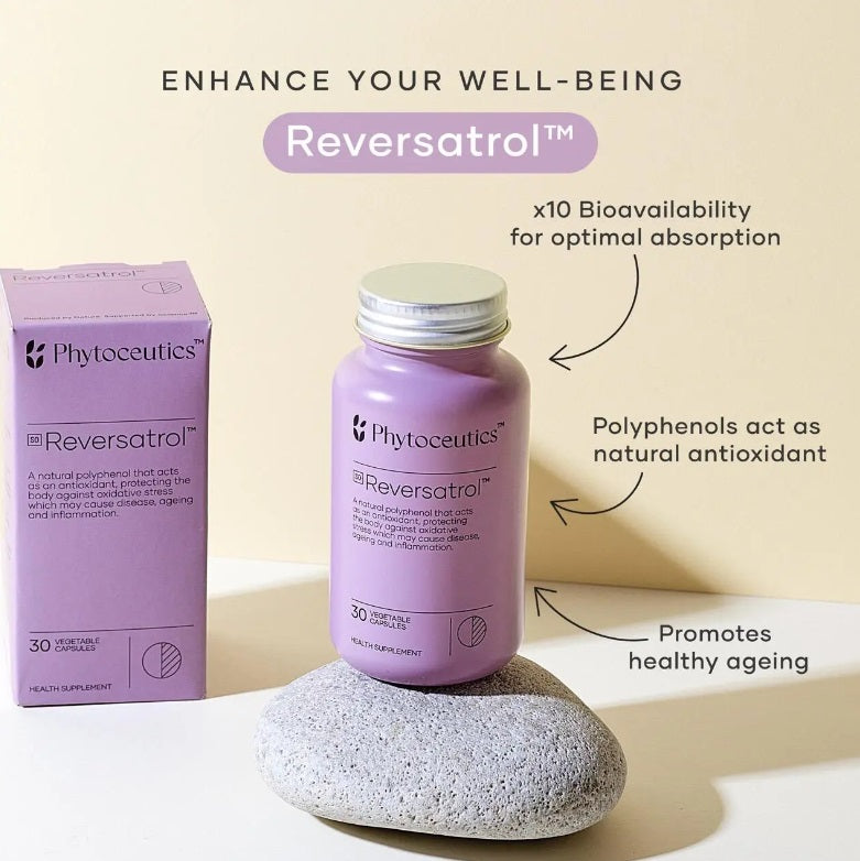 Phytoceutics Reversatrol® ResverFen 200mg ageing,antioxidants,delivers potent antioxidants,issues,longevity,optimal health,phytoceutics,potent antioxidants,ResverFen,Reversatrol