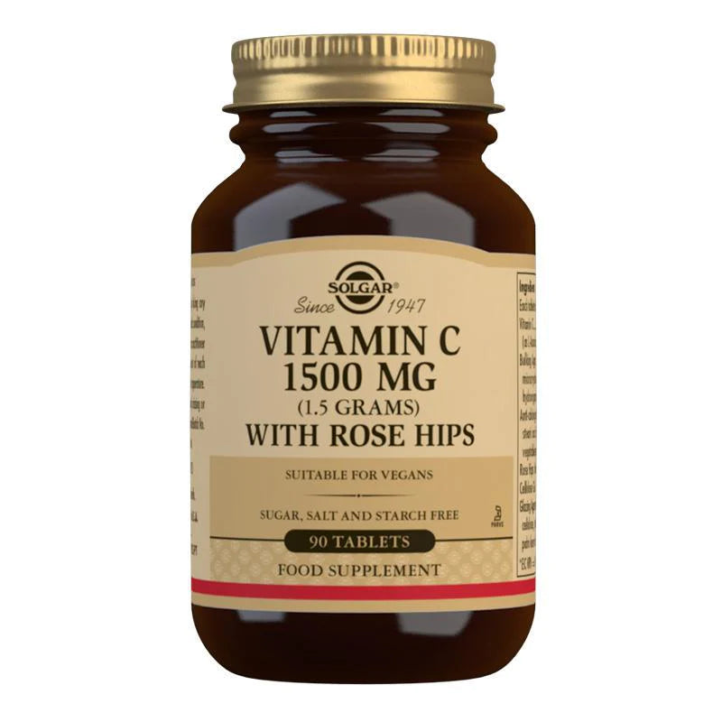 Solgar Vitamin C 1500 mg (1.5 GRAMS) With Rose Hips 90 Tablets