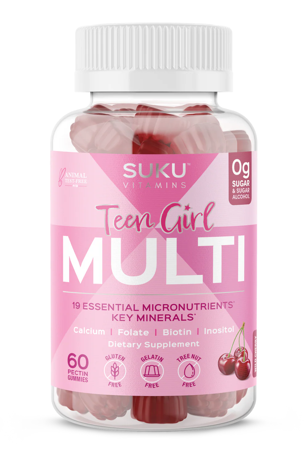 SUKU Vitamins Teen Girl Total Multi 60 Gummies | Sugar-Free Multivitamin for Teen Girls